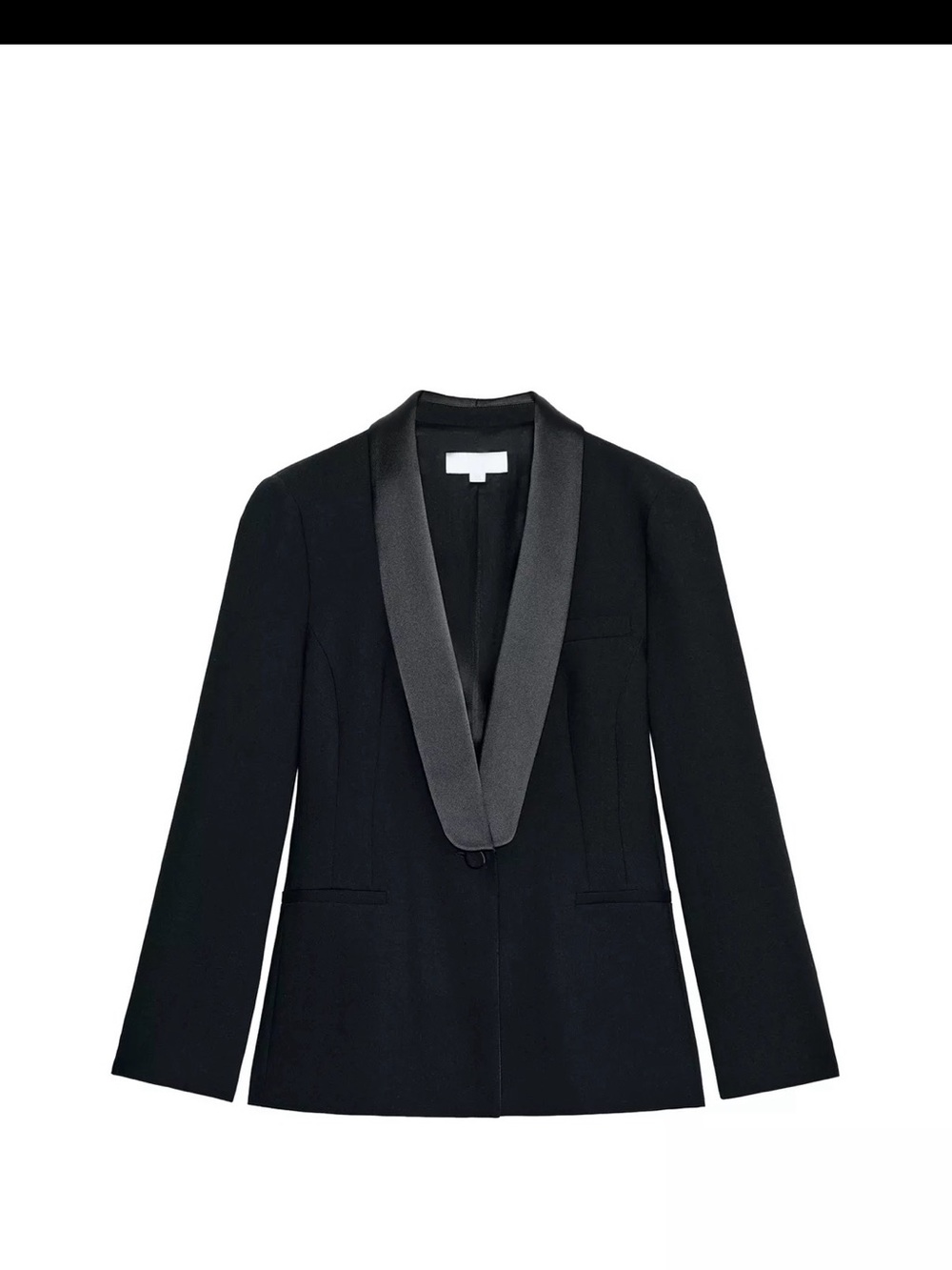 Zara Black Satin Lapel Tuxedo Jacket